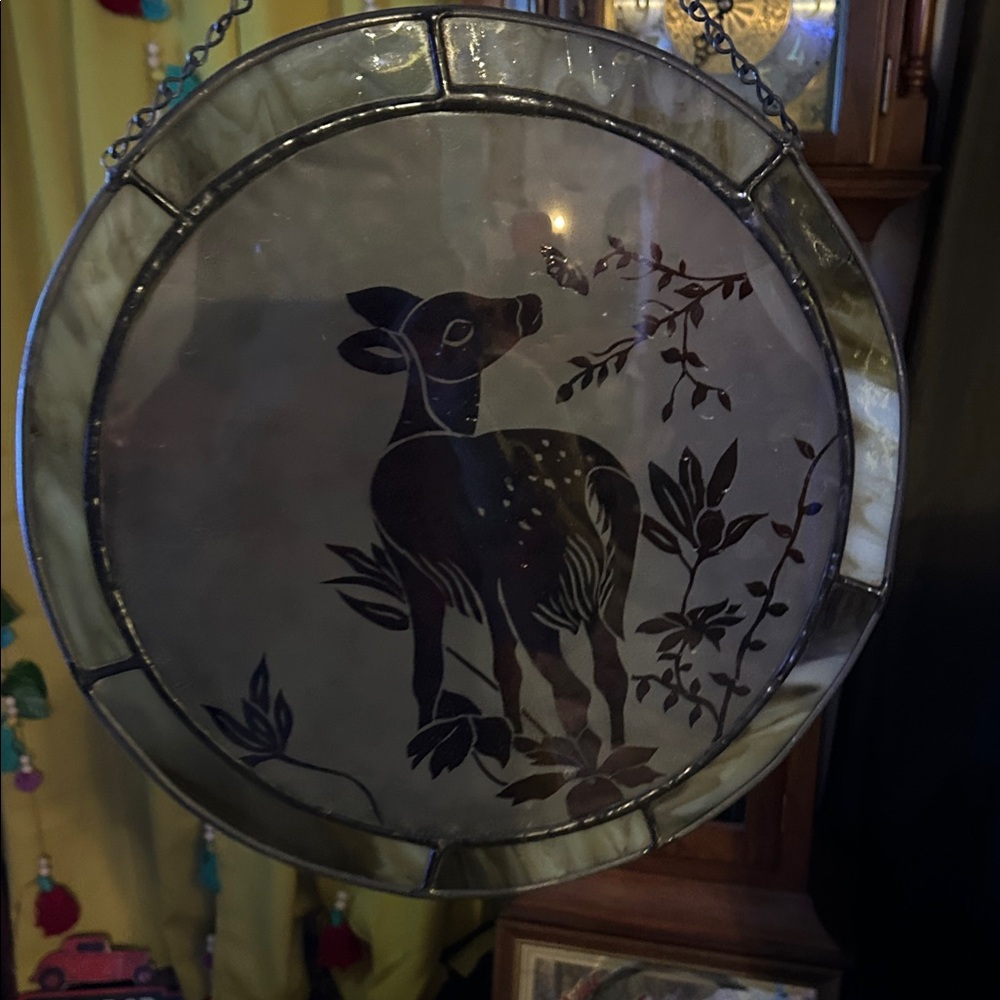 Stained Glass Art with Deer Design - Brown and Cream - Picture 3 of 5